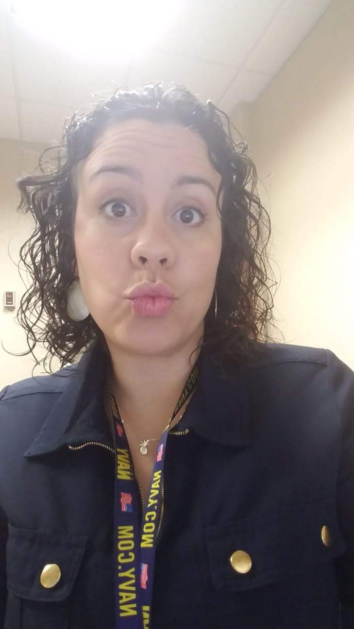 Navy lanyard duck face